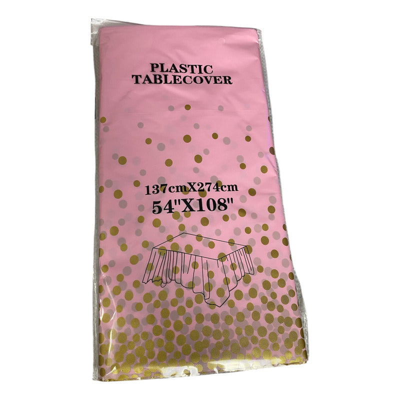 Mantel Cumpleaño Nylon Lunares Desechable 137x274cm