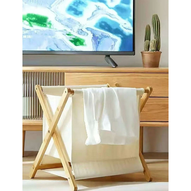 Cesto De Ropa Plegable Color Beige 53x28x60 Cm