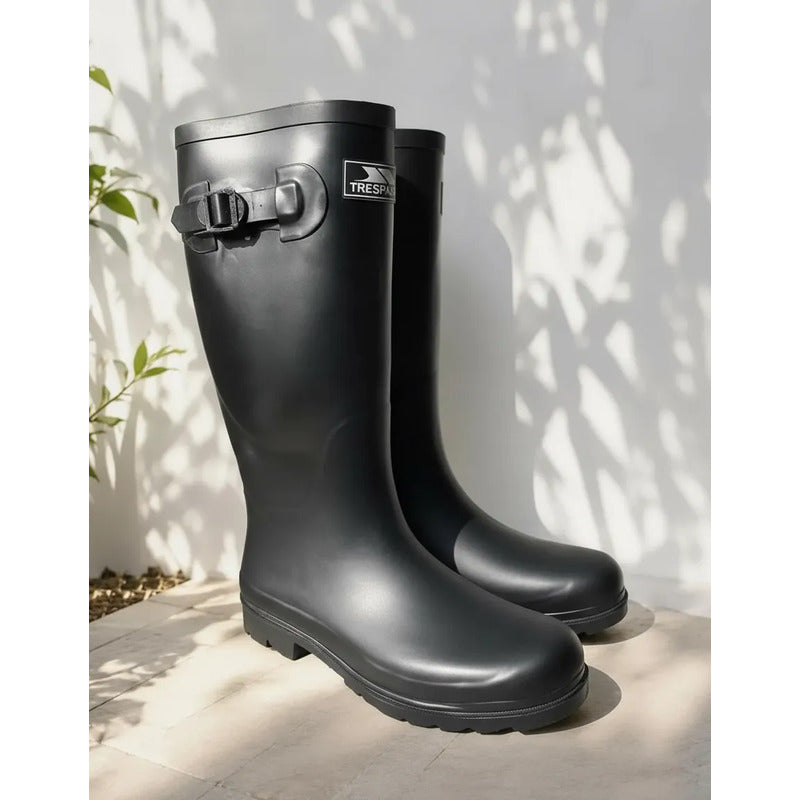 Bota De Lluvia De Goma De Hombre Con Ajuste Negro Lisas 42