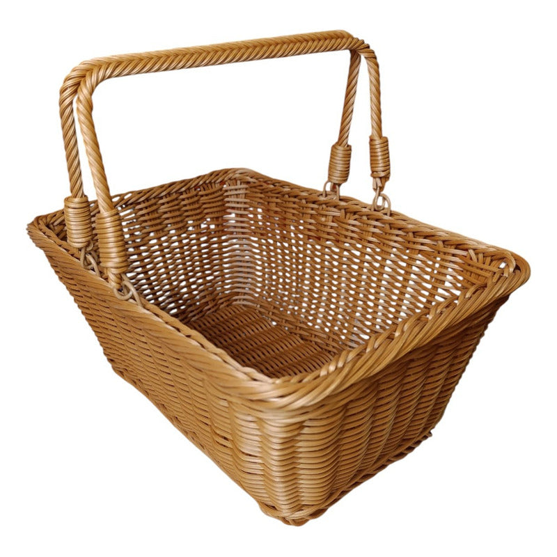 Canasto De Mimbre Picnic 25cm De Ancho 35cm De Largo 16cm Al