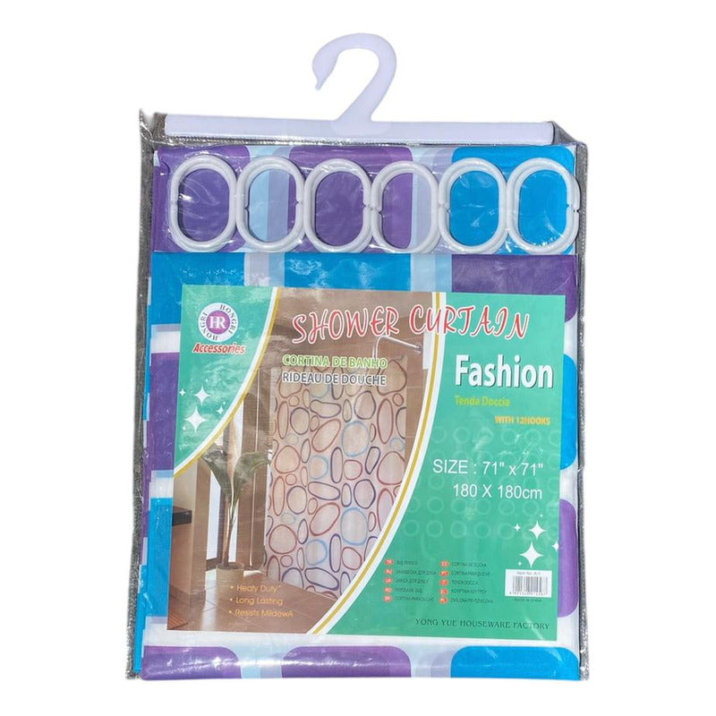 Cortina De Baño Impermeable Diseño Ducha 180x180 Cmx12gancho