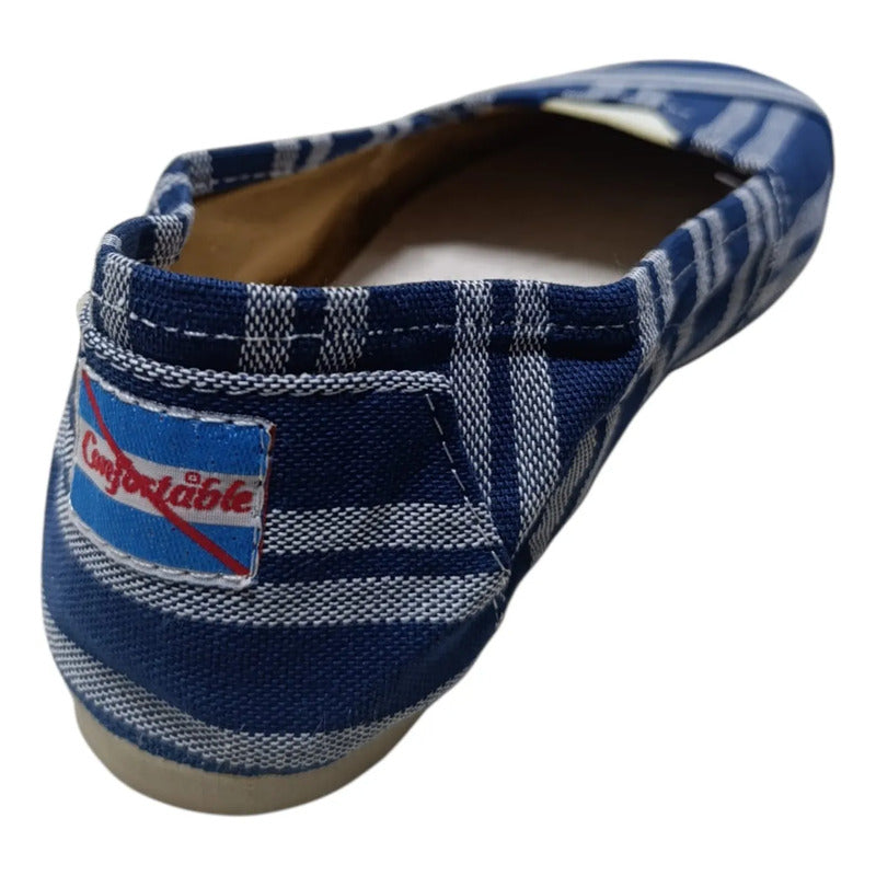 Alpargatas Confortables Estampadas Azul Y Blanco 34 Uy