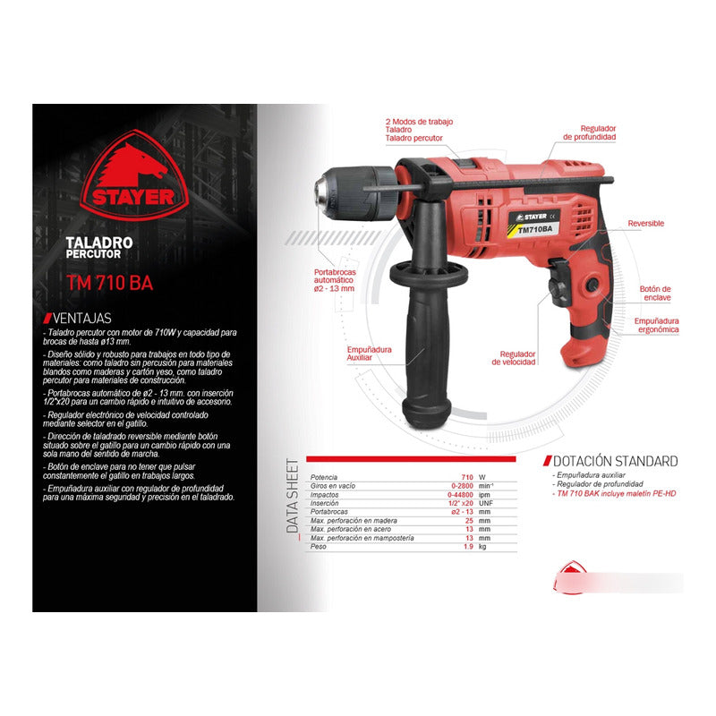 Taladro Electrico C/percutor Stayer 710w 220v Stayer