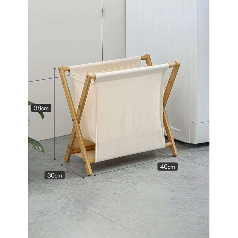 Cesto De Ropa Plegable Color Beige 53x28x60 Cm