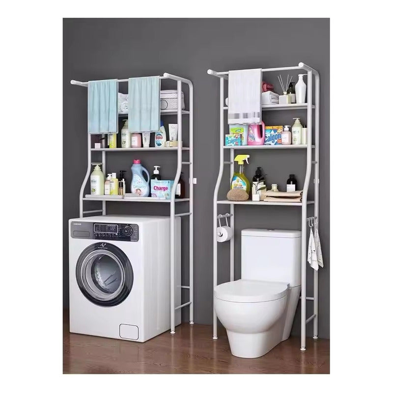 Estante De Metal De 3 Niveles Baño Lavarropa 177x47x25 Cm