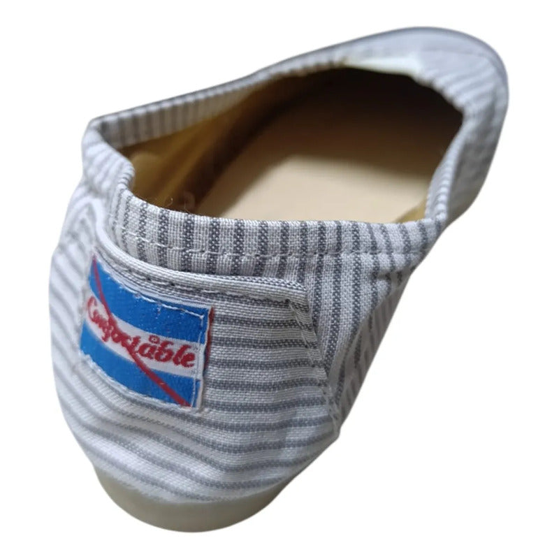 Alpargatas Confortables Estampadas Blanco Y Gris 35 Uy