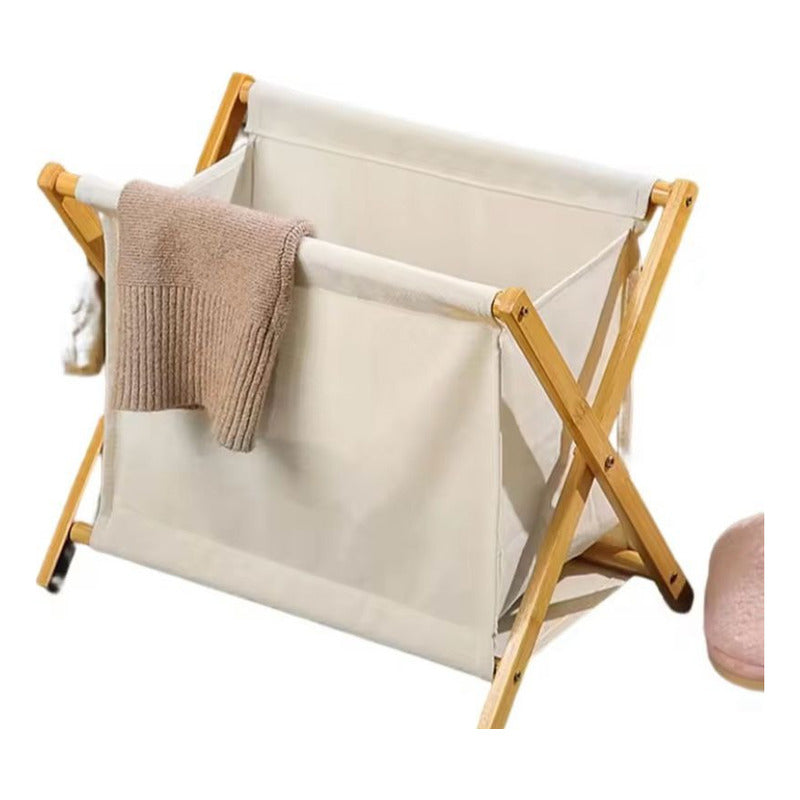 Cesto De Ropa Plegable Color Beige 53x28x60 Cm