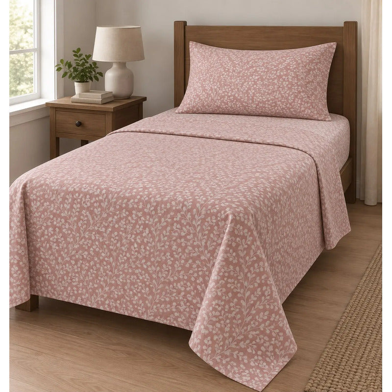 Sabana De 1 Plaza 148 X 240 Cm Con Funda Rosa Diseño