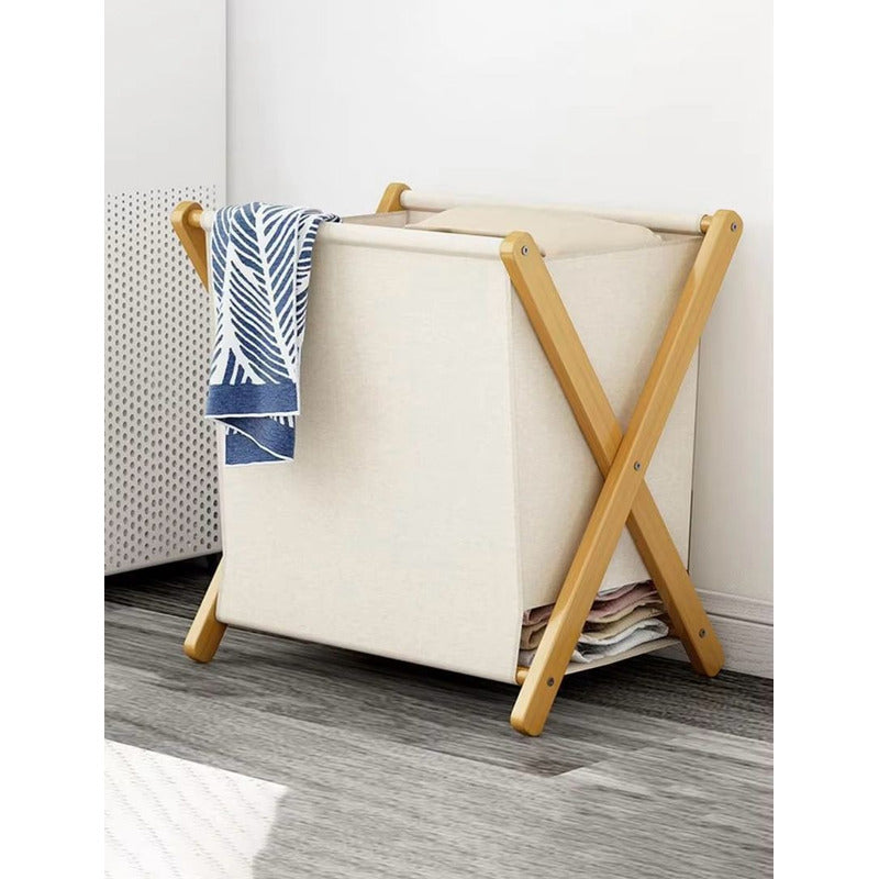 Cesto De Ropa Plegable Color Beige 40x30x38 Cm