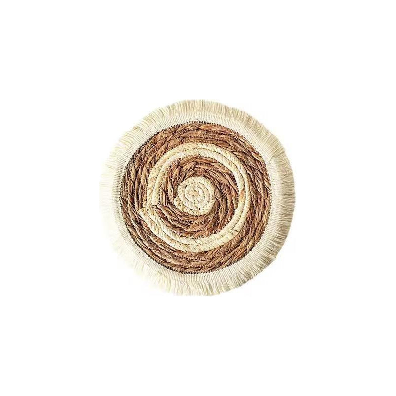 Mantel Individual De 35 Cm Redondo De Mimbre Con Flecos