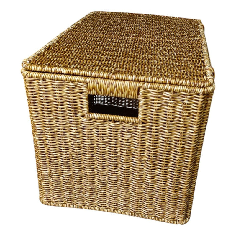 Canasto De Mimbre Con Tapa 29cmx45cmx30cm
