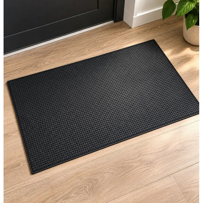 Alfombra De Piso Negra Clasica Resistente 80x40x0.8 Cm 80 Cm 40 Cm Negro