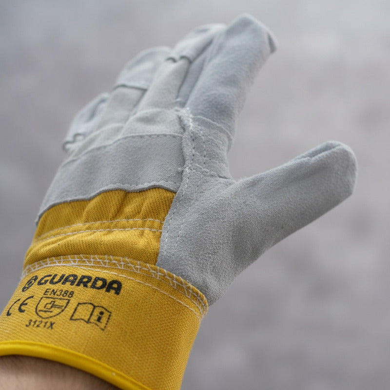 Guantes De Trabajo Guarda De Cuero Y Algodón Amarillo
