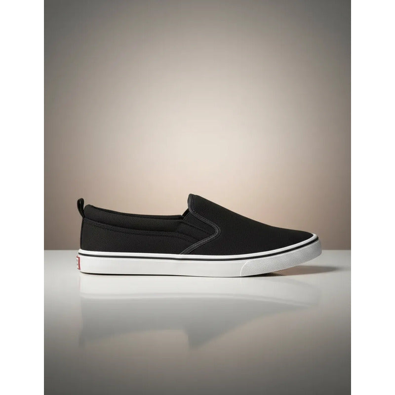 Calzado Sin Cordon Nautico Liviano Y Flexible Negro Lisa 40