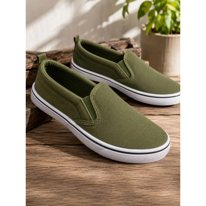 Calzado Sin Cordon Nautico Liviano Y Flexible Verde Lisa 45