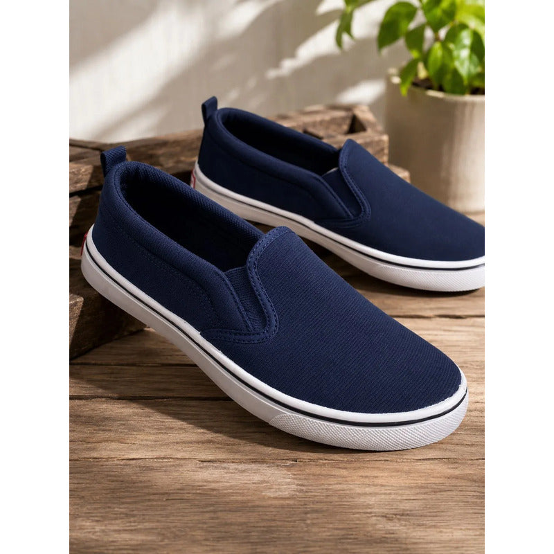Calzado Sin Cordon Nautico Liviano Y Flexible Azul Lisa 40