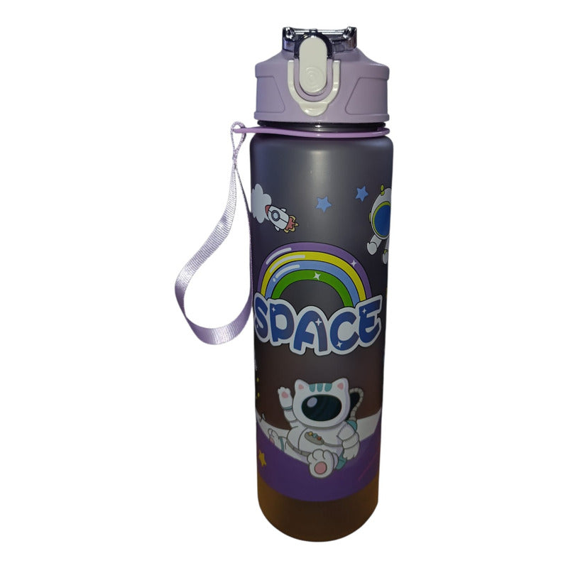 Botella Deportiva Infantil Con Sorbito Retráctil, 800ml Violeta
