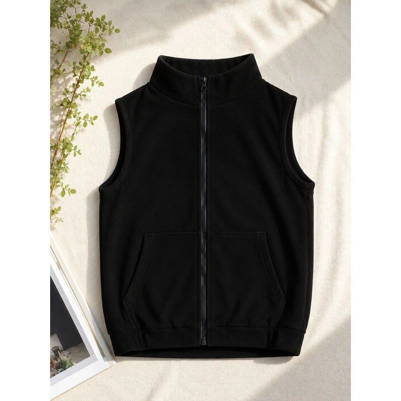 Chaleco Polar Unisex Del Talle S Al 3xl Negro, Marron Y Gris Negro Liso Xl