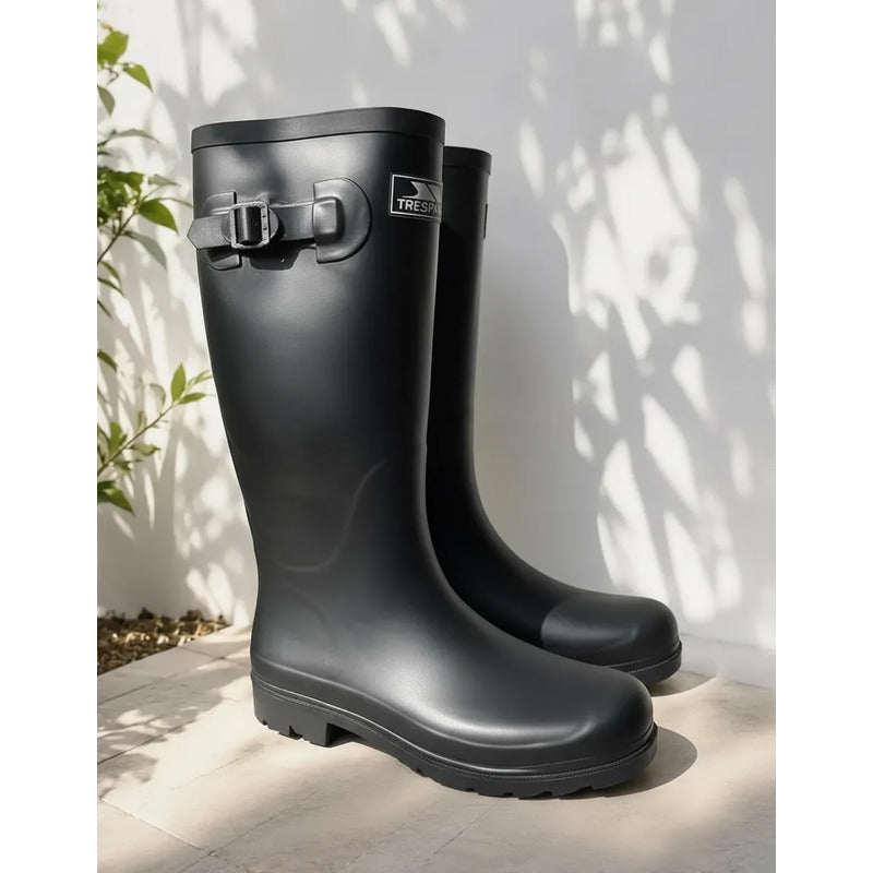 Bota De Lluvia De Goma De Hombre Con Ajuste Negro Lisas 45