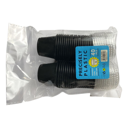 Recipiente De Plastico Negro Con Tapa 1 Oz X 40 Unidades