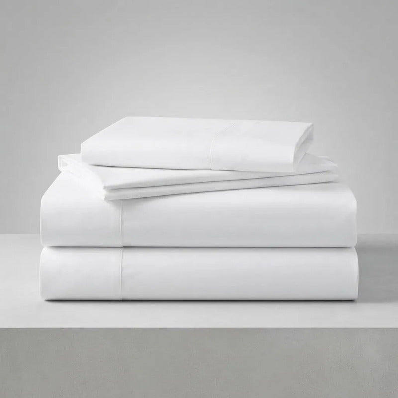 Sábanas 1 Plaza 148x240cm Ajustable 90x190x25 Cm Con Funda Blanca Liso
