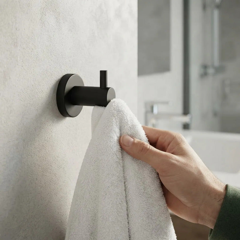 Gancho De Pared Metálico Para Colgar 6.6x5 Cm Con Tornillos Negro