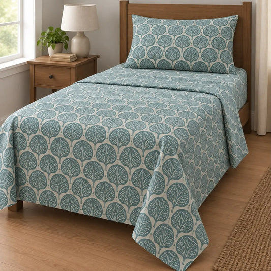 Sabana De 1 Plaza 148 X 240 Cm Con Funda Verde Diseño