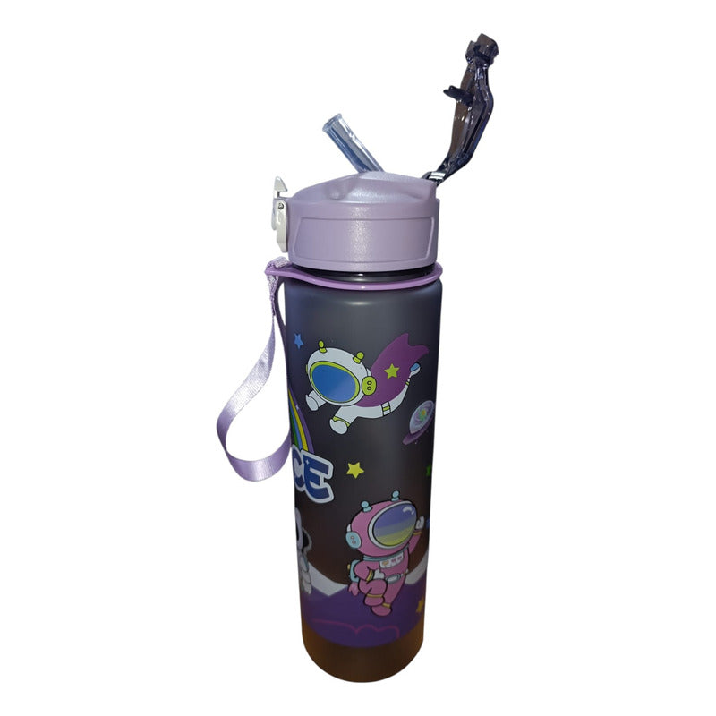 Botella Deportiva Infantil Con Sorbito Retráctil, 800ml Violeta