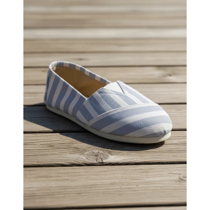 Alpargatas Confortables Estampadas Celeste Azul Y Blanco 37 Uy