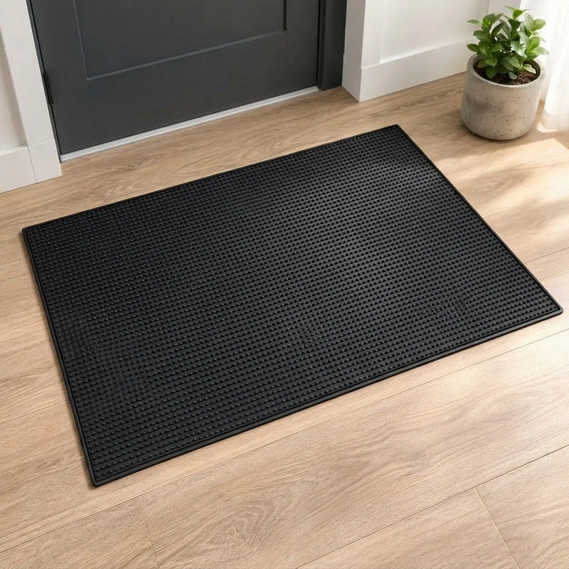 Alfombra De Piso Negra Clasica Resistente 80x40x0.8 Cm 80 Cm 40 Cm Negro