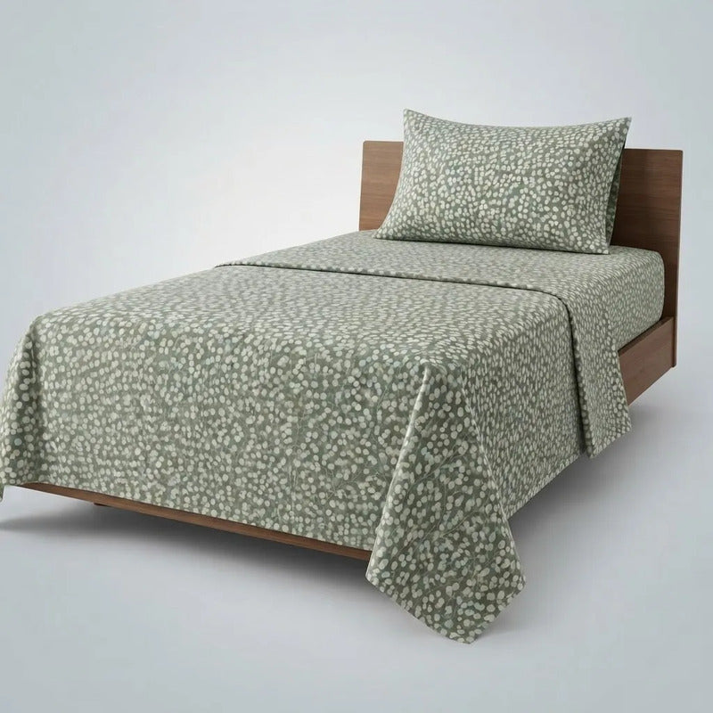 Sabana De 1 Plaza 148 X 240 Cm Con Funda Verde Musgo Diseño
