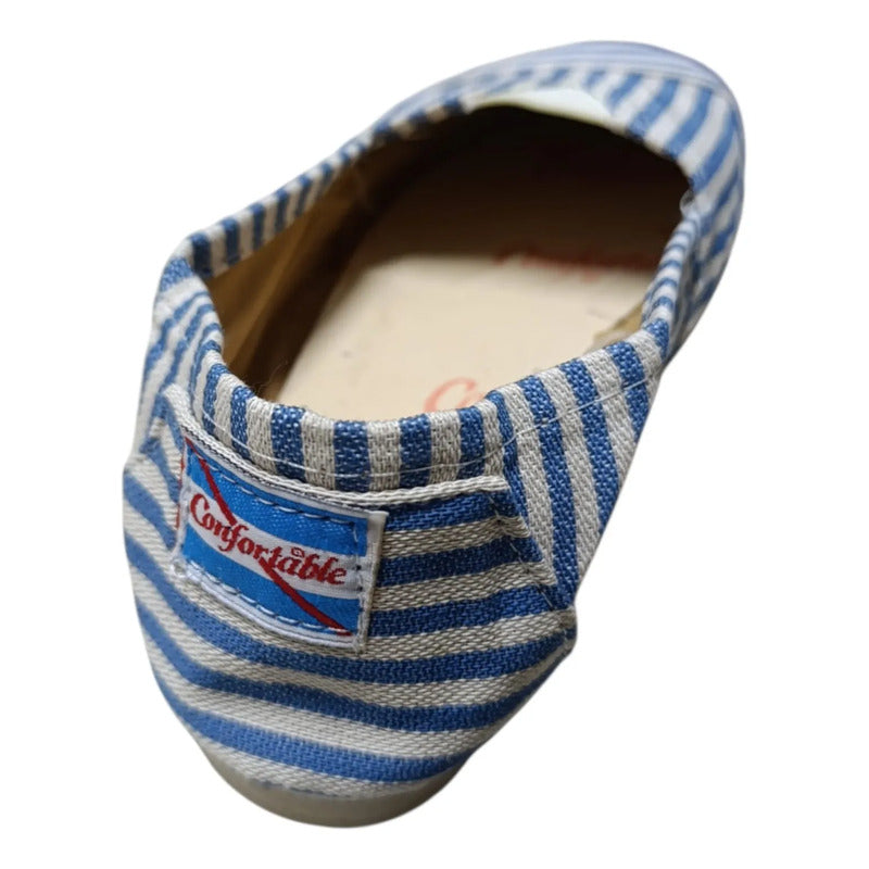 Alpargatas Confortables Estampadas Celeste Y Blanco 42 Uy
