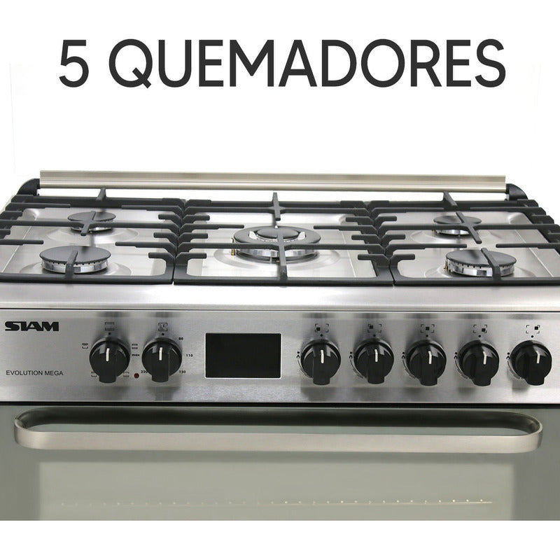 Cocina Combinada Siam 5 Hornallas Inox Color Acero Inox