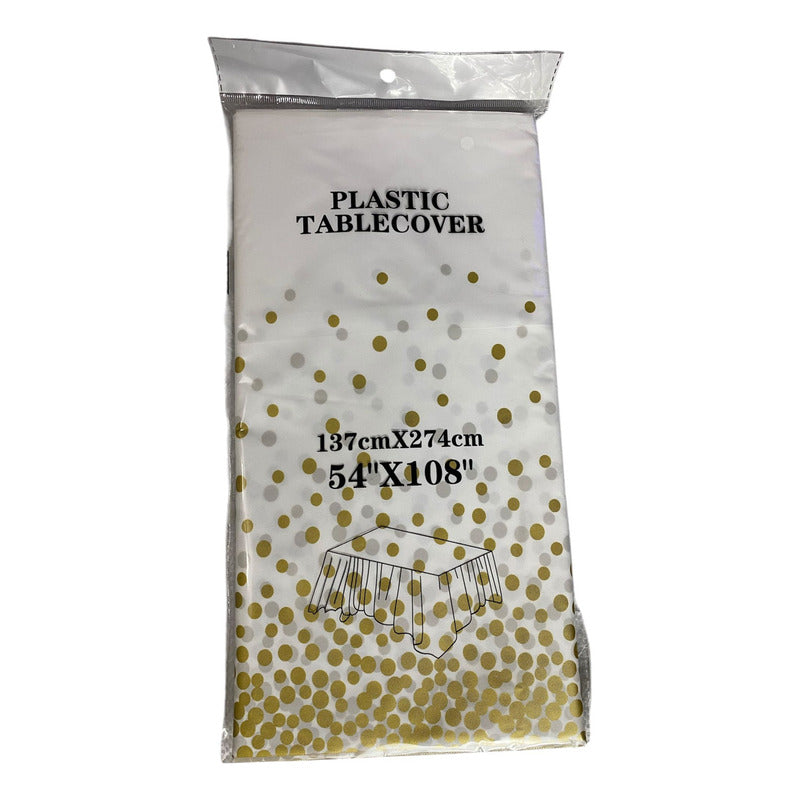 Mantel Cumpleaño Nylon Lunares Desechable  137x274cm