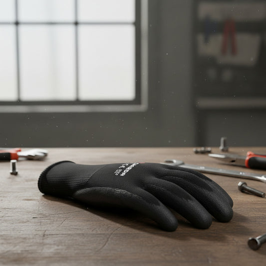 Guantes Seguridad Guarda De Poliéster Y Nitrilo Livianos Negro