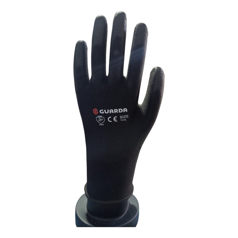 Guantes Seguridad Guarda De Poliéster Y Nitrilo Livianos Negro