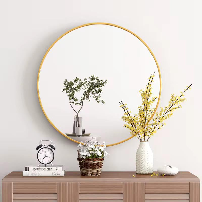 Espejo Redondo Para El Hogar Decorativo Y Baño 50cm Dorado