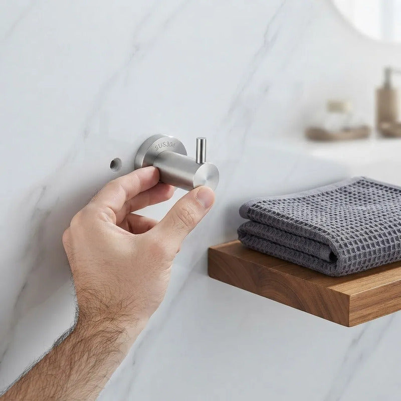 Gancho De Pared Metálico Para Colgar 6.6x5 Cm Con Tornillos Plateado