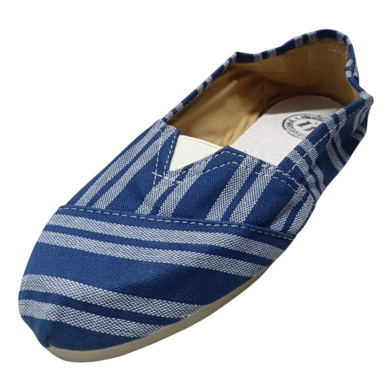 Alpargatas Confortables Estampadas Azul Y Blanco 34 Uy