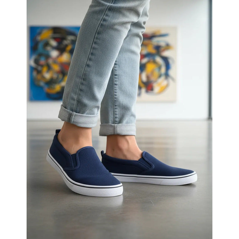 Calzado Sin Cordon Nautico Liviano Y Flexible Azul Lisa 45