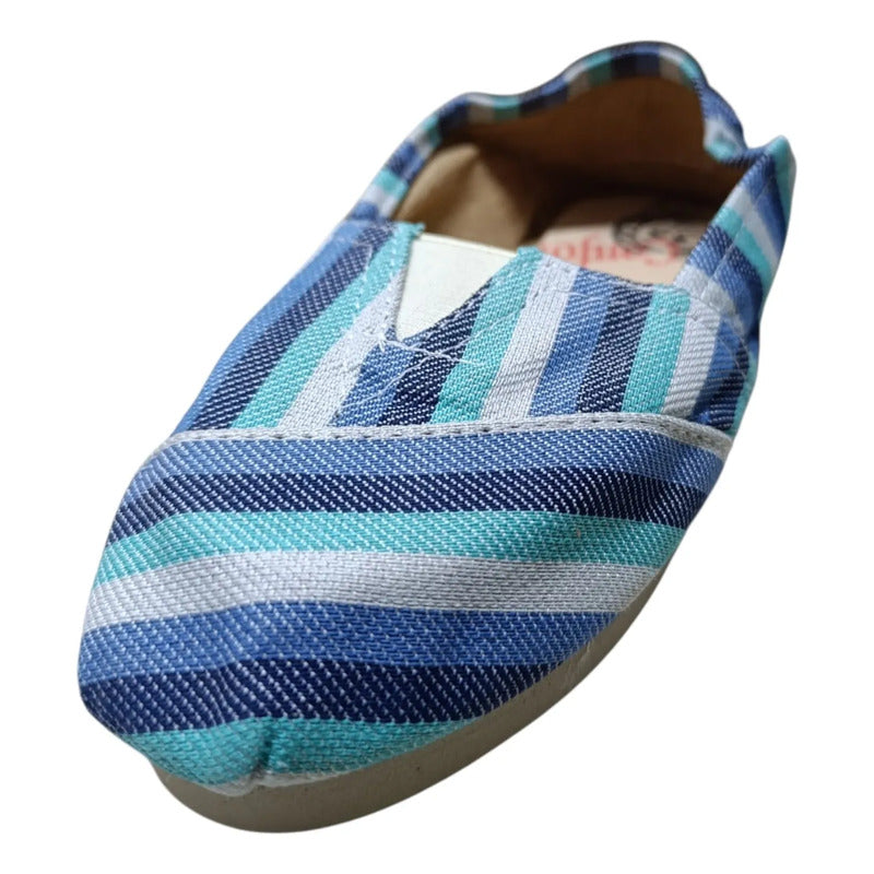 Alpargatas Confortables Estampadas Celeste Azul Y Verde Agua 34 Uy