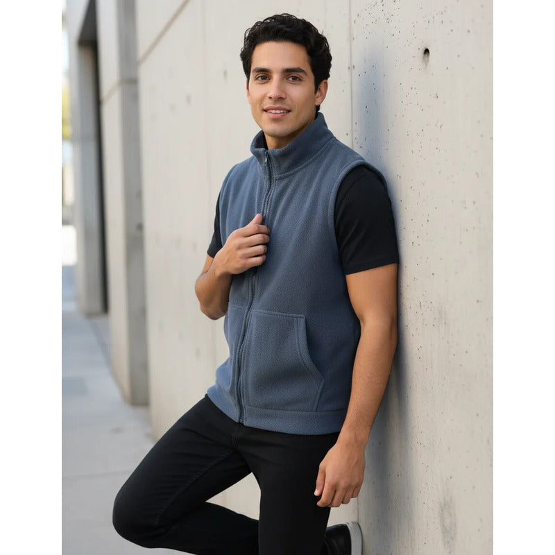 Chaleco Polar Unisex Del Talle S Al 3xl Negro, Marron Y Gris Gris Liso L