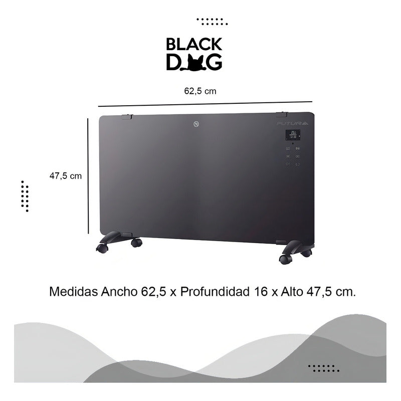 Panel Vitro Calefactor Futura Plus Fut-vp2000 Color Negro