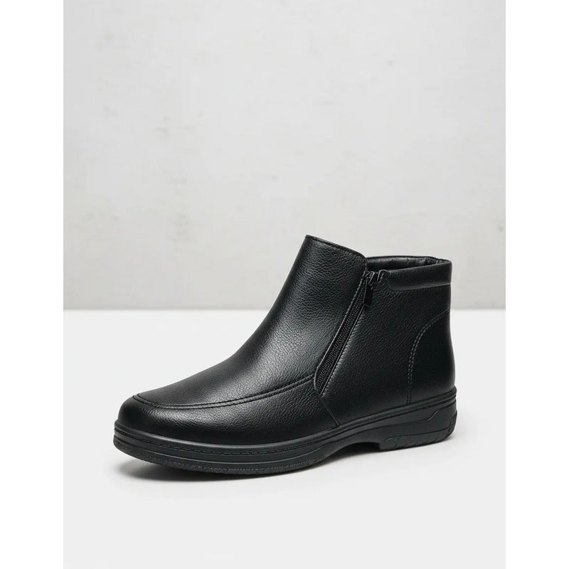 Bota De Invierno Cuerina Con Corderito Por Dentro 40 Al 45 Negro Lisas 41