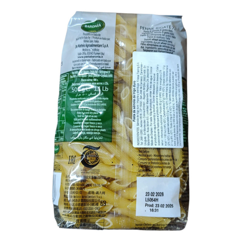 Fideos Baronia Penne Rigate 500g