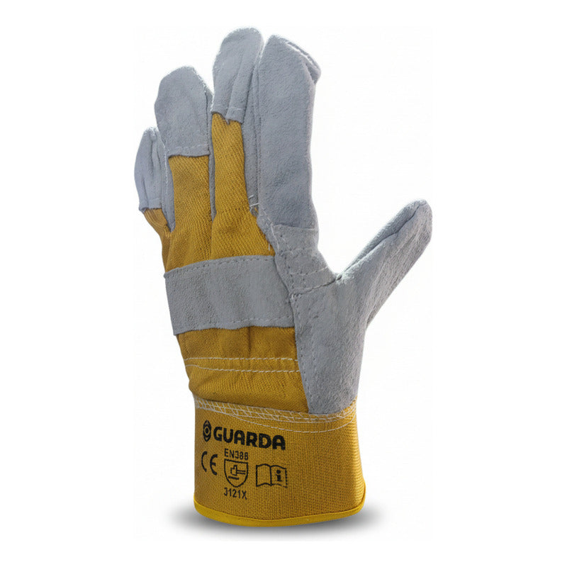 Guantes De Trabajo Guarda De Cuero Y Algodón Amarillo