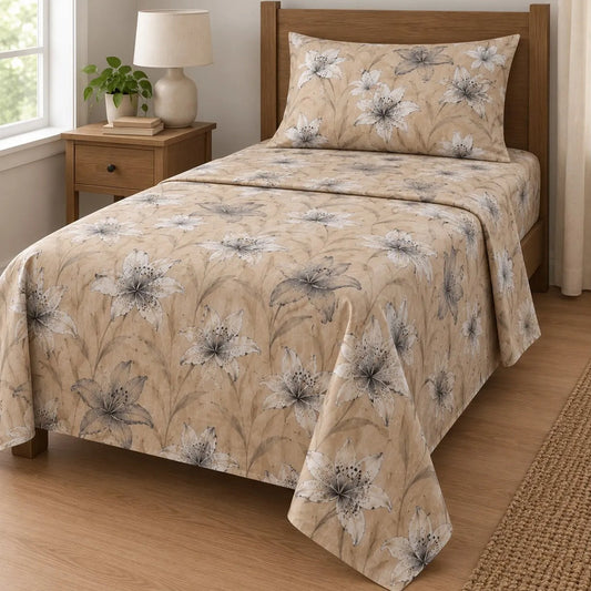 Sabana De 1 Plaza 148 X 240 Cm Con Funda Marrón Claro Diseño