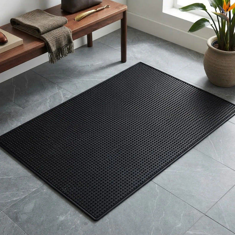 Alfombra De Piso Negra Clasica Resistente 80x40x0.8 Cm 80 Cm 40 Cm Negro