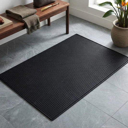 Alfombra De Piso Negra Clasica Resistente 80x40x0.8 Cm 80 Cm 40 Cm Negro