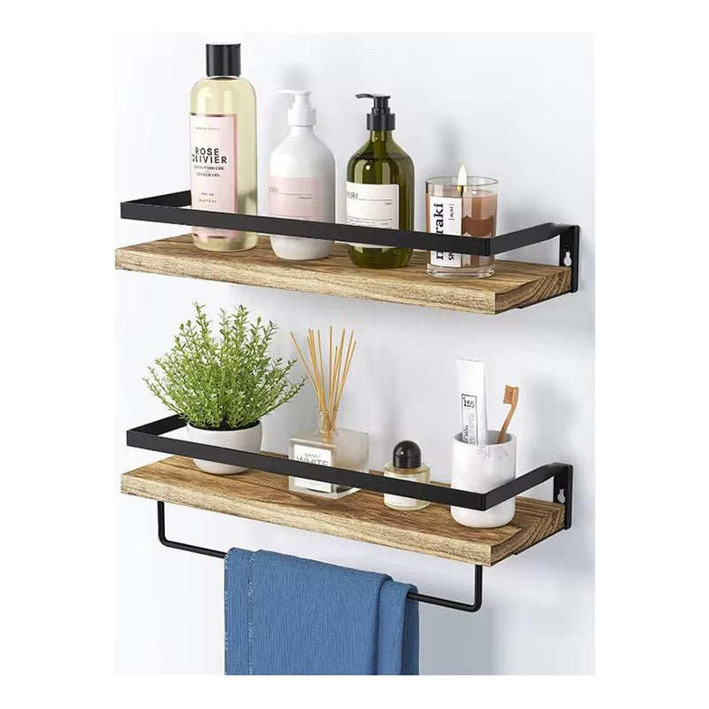 Repisa Estante Flotante En Madera Y Acero De 3 Estantes